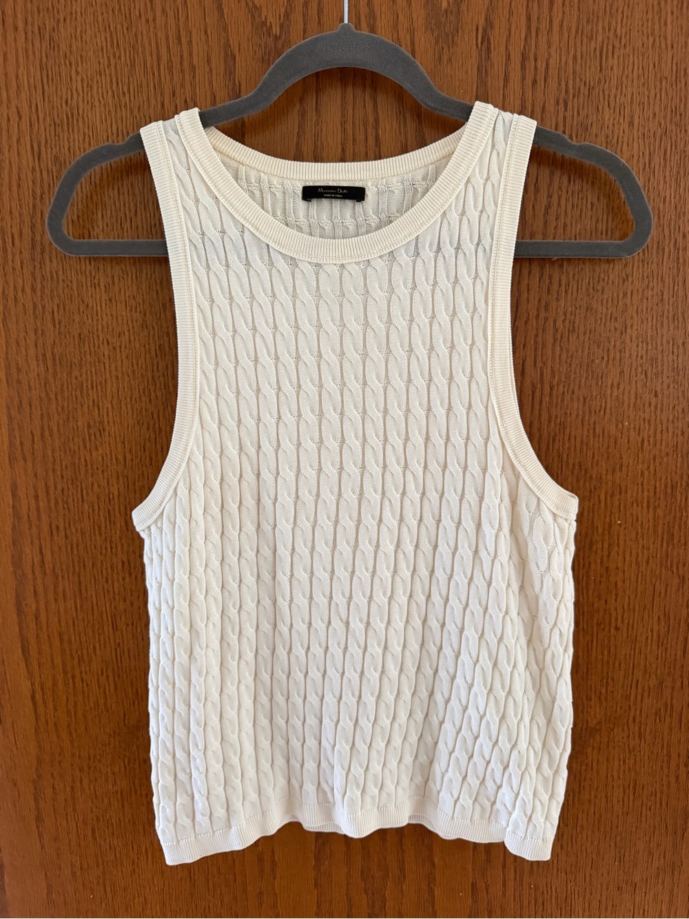 Massimo Dutti Cable-Knit Sleeveless Tank Top - Ecru